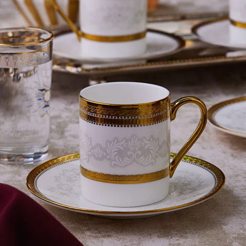 Karaca Royal Bone Charlotte Kaffeetassenset für 6 Personen, 90 ml