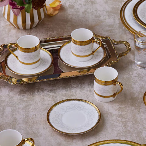 Karaca Royal Bone Charlotte Kaffeetassenset für 6 Personen, 90 ml