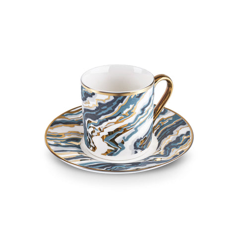 Karaca Ocean 6-Piece Turkish Coffee Cup Set, 90ML