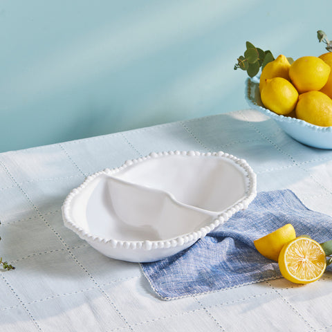 Karaca Perla Melamine Sectioned Snack Bowl Oval 33 cm White
 