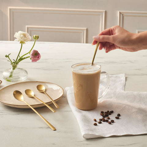 Karaca Boreas Gold 4-teiliges Latte-Löffel-Set in Box