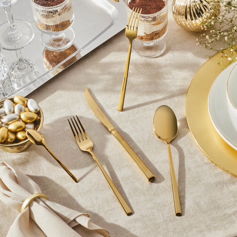 Karaca Tivoli Shiny Gold 30-Piece Cutlery Set for 6 People