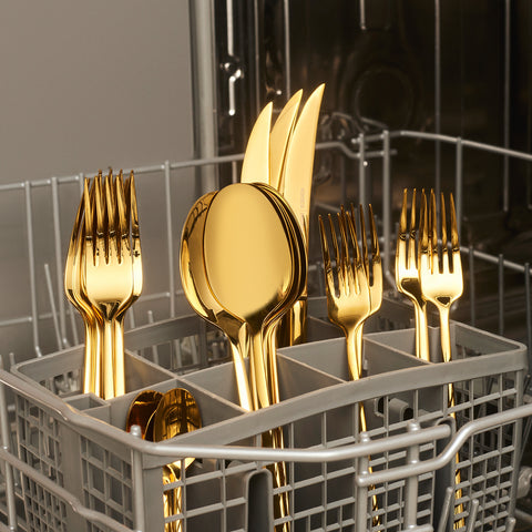 Karaca Tivoli Shiny Gold 30-Piece Cutlery Set for 6 People
