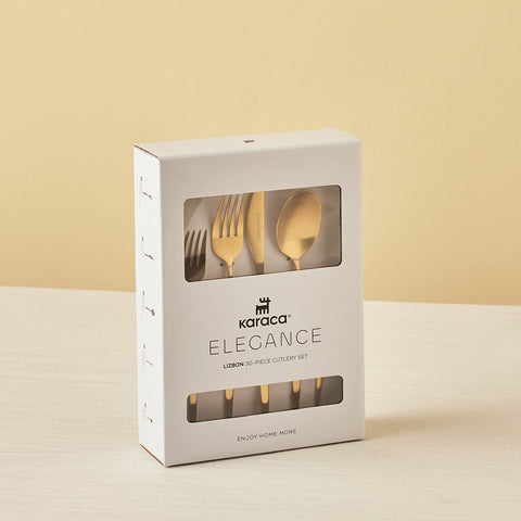 Karaca Lizbon Matte Gold 6 Kişilik 30 Parça Çatal Kaşık Bıçak Takımı