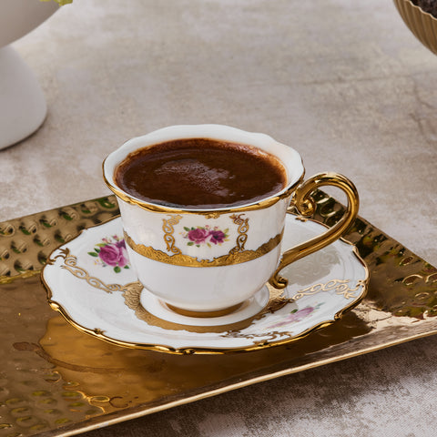Karaca Royal Bone Elizabeth Coffee Cup Set for 6 People, 90 ml