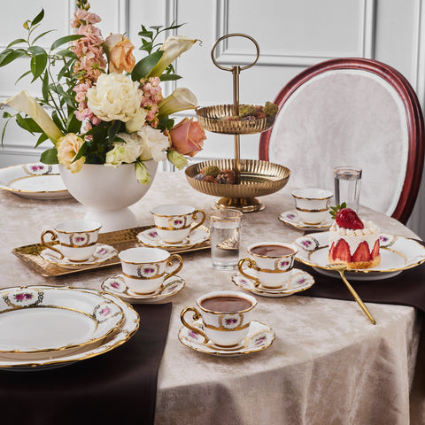 Karaca Royal Bone Elizabeth Coffee Cup Set for 6 People, 90 ml