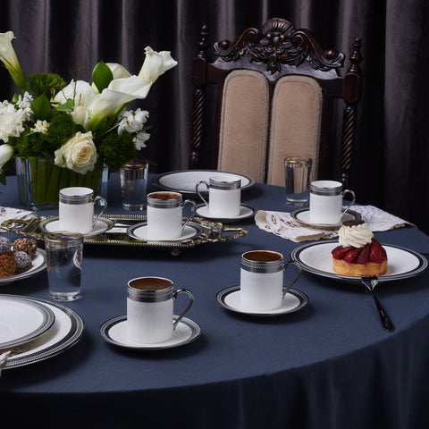 Karaca Royal Bone Kate 6-Person Coffee Cup Set, 90 ml
