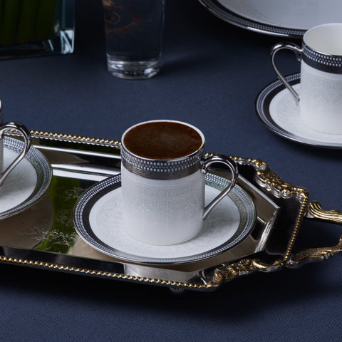 Karaca Royal Bone Kate 6-Person Coffee Cup Set, 90 ml