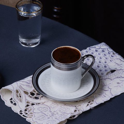 Karaca Royal Bone Kate 6-Person Coffee Cup Set, 90 ml