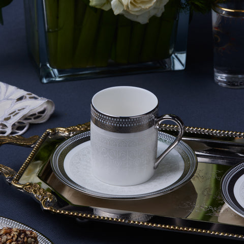 Karaca Royal Bone Kate Kaffeetassen-Set für 6 Personen, 90 ml