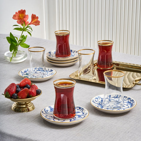 Karaca Mare 6 Kişilik 12 Parça Cam Türk Çay Seti, 170 ml, Şeffaf
 