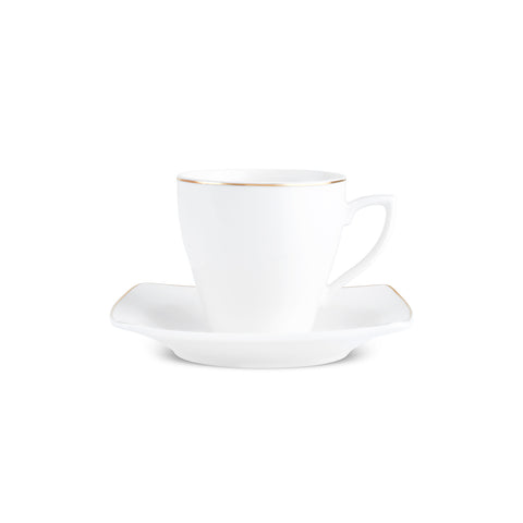 Karaca Jamie 12-Piece Porcelain Espresso Turkish Coffee Cup Set for 6 People, 90ml, White