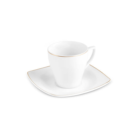 Karaca Jamie 12-Piece Porcelain Espresso Turkish Coffee Cup Set for 6 People, 90ml, White