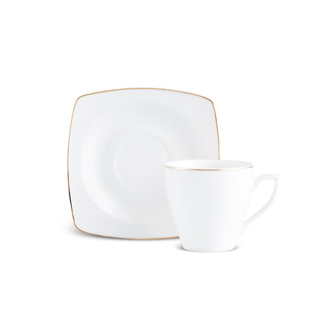 Karaca Jamie 12-Piece Porcelain Espresso Turkish Coffee Cup Set for 6 People, 90ml, White