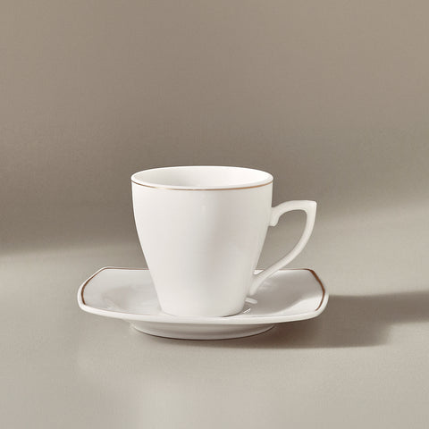 Karaca Jamie 12-Piece Porcelain Espresso Turkish Coffee Cup Set for 6 People, 90ml, White