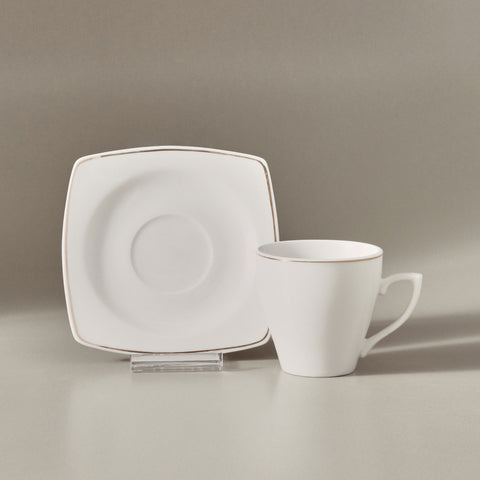 Karaca Jamie 12-Piece Porcelain Espresso Turkish Coffee Cup Set for 6 People, 90ml, White