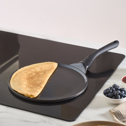 Karaca Fluffy Antihaft-Induktionspfanne mit Keramikbeschichtung für Crêpes und Pfannkuchen, 26 cm, schwarz