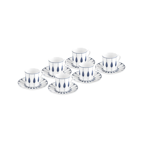 Karaca Ahenk 6 Kişilik 12 Parça Bone China Espresso Türk Kahvesi Fincan Takımı, 80 ml, Çok Renkli