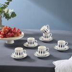 Karaca Ahenk 6 Kişilik 12 Parça Bone China Espresso Türk Kahvesi Fincan Takımı, 80 ml, Çok Renkli
