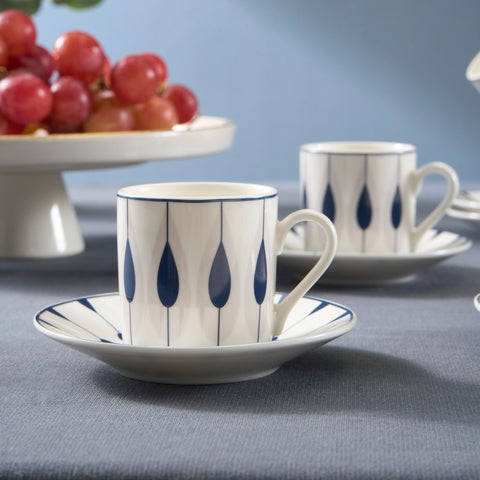 Karaca Ahenk 6 Kişilik 12 Parça Bone China Espresso Türk Kahvesi Fincan Takımı, 80 ml, Çok Renkli