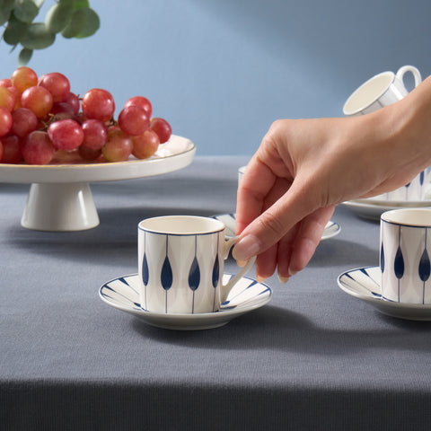 Karaca Ahenk 6 Kişilik 12 Parça Bone China Espresso Türk Kahvesi Fincan Takımı, 80 ml, Çok Renkli