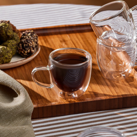 Karaca Olivier 6-teiliges doppelwandiges Espresso- und türkisches Kaffeetassen-Set für 6 Personen, 80 ml, klar