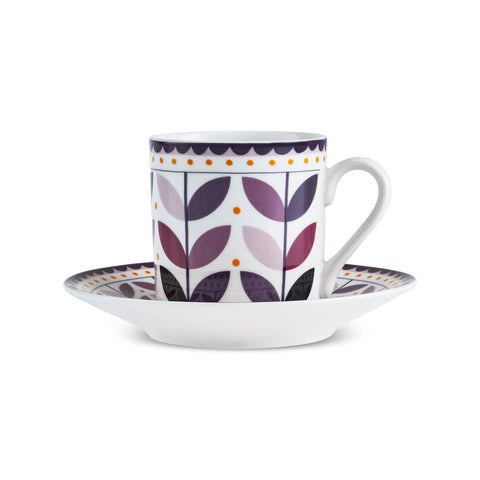Karaca Tracy Gold 12-Piece Bone China Espresso Turkish Coffee Cup Set for 6 People, 80 ml, Multi