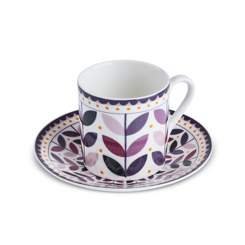 Karaca Tracy Gold 12-Piece Bone China Espresso Turkish Coffee Cup Set for 6 People, 80 ml, Multi