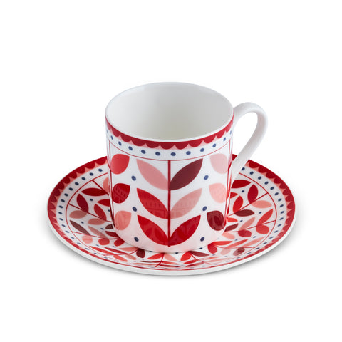 Karaca Tracy Gold 12-Piece Bone China Espresso Turkish Coffee Cup Set for 6 People, 80 ml, Multi