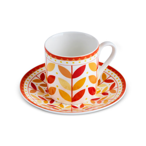 Karaca Tracy Gold 12-Piece Bone China Espresso Turkish Coffee Cup Set for 6 People, 80 ml, Multi