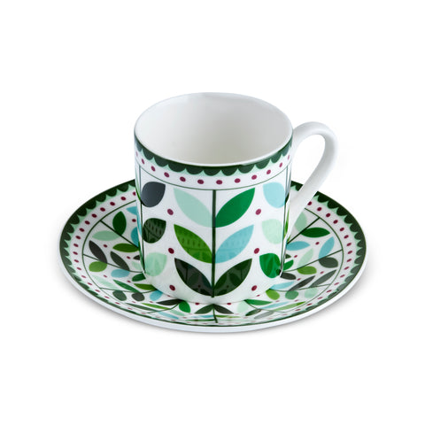 Karaca Tracy Gold 12-Piece Bone China Espresso Turkish Coffee Cup Set for 6 People, 80 ml, Multi