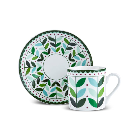 Karaca Tracy Gold 12-Piece Bone China Espresso Turkish Coffee Cup Set for 6 People, 80 ml, Multi