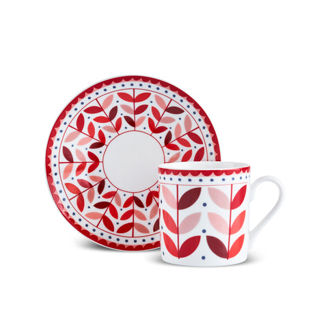 Karaca Tracy Gold 12-Piece Bone China Espresso Turkish Coffee Cup Set for 6 People, 80 ml, Multi