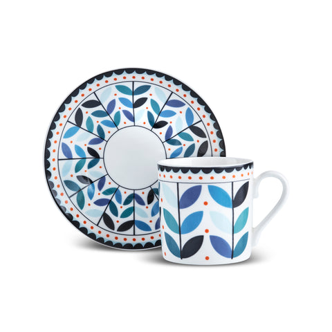 Karaca Tracy Gold 12-Piece Bone China Espresso Turkish Coffee Cup Set for 6 People, 80 ml, Multi