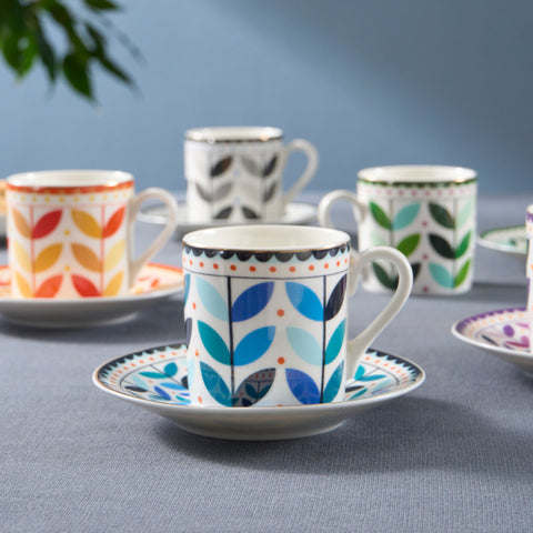 Karaca Tracy Gold 6 Kişilik 12 Parça Bone China Espresso Türk Kahvesi Fincan Takımı, 80 ml, Çok Renkli