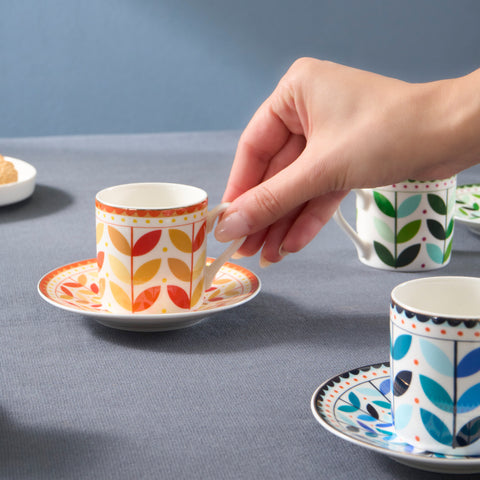 Karaca Tracy Gold 6 Kişilik 12 Parça Bone China Espresso Türk Kahvesi Fincan Takımı, 80 ml, Çok Renkli