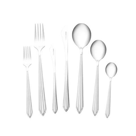 Karaca Rebellion 84-teiliges Edelstahl-Besteckset für 12 Personen, Silber