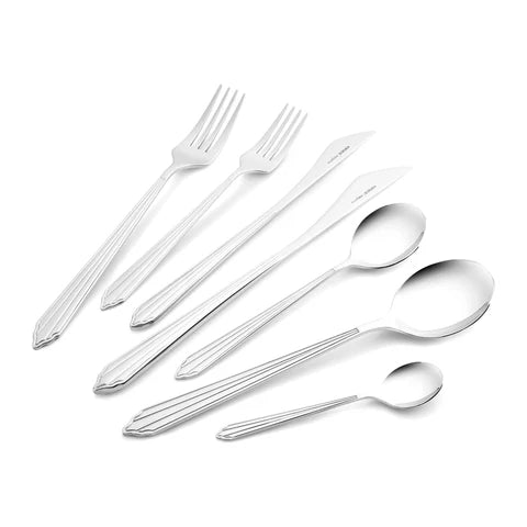 Karaca Rebellion 84-teiliges Edelstahl-Besteckset für 12 Personen, Silber