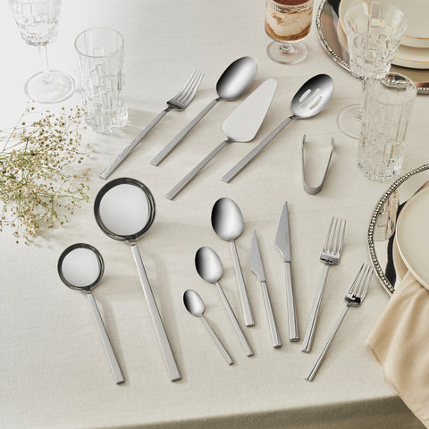 Karaca Halley 91-teiliges Edelstahl-Besteckset mit Servierbesteck für 12 Personen, Silber
