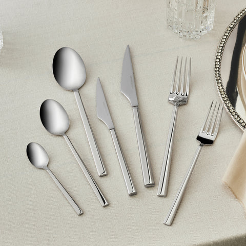 Karaca Halley 91-teiliges Edelstahl-Besteckset mit Servierbesteck für 12 Personen, Silber