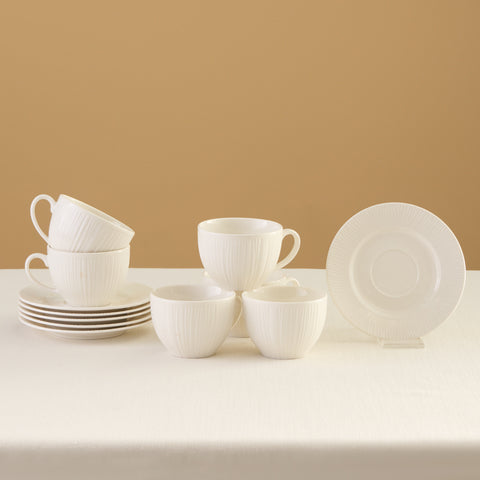 Karaca Anna Embossed Teetassen-Set für 6 Personen, 220 ml