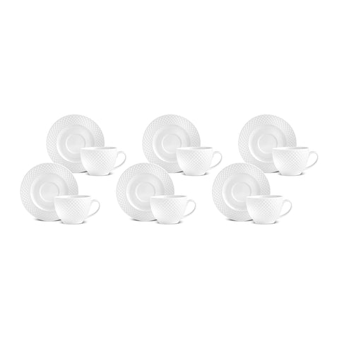 Karaca Nina Embossed Tea Cup Set for 6 Persons, 220 ml