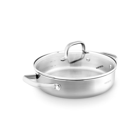 Karaca Power Steel 316+ 3-Ply Akita Edelstahl-Kochgeschirr- und Pfannenset mit Induktionsboden, 7-teilig
