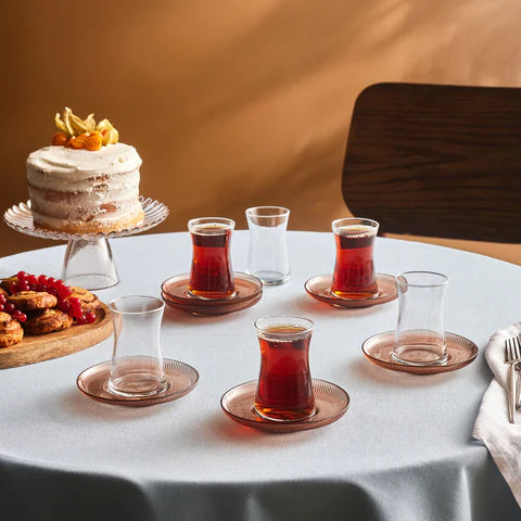 Karaca Juliet Mocha Mousse 12-Piece Tea Glass Set for 6 People, 170ml&nbsp;