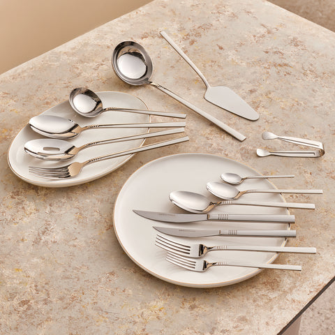 Karaca Nil Elegance Besteckset für 12 Personen, 91 Teilig , Silber