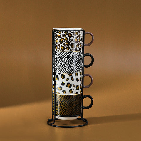 Karaca Leobra 5-Piece Tea Cup Set with Stand, 160ML
