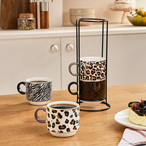 Karaca Leobra 5-teiliges Teetassen-Set mit Ständer, 160ML