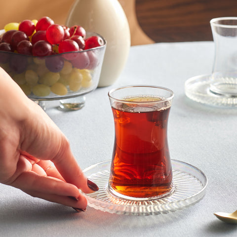 Karaca Lily 12-teiliges Türkisches Teeset für 6 Personen, 170 ml, Luster