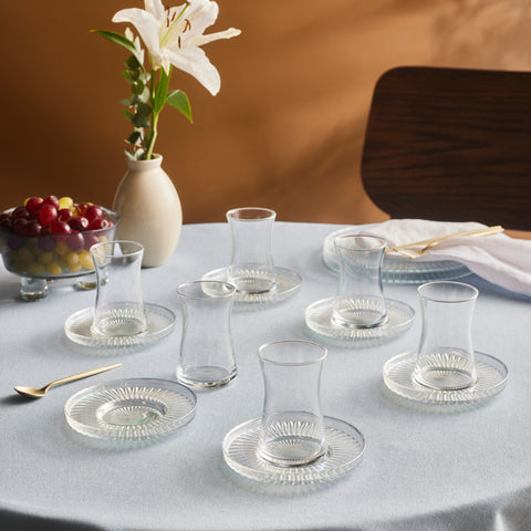 Karaca Lily 12-teiliges Türkisches Teeset für 6 Personen, 170 ml, Luster