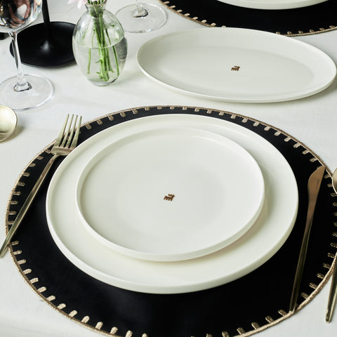 Karaca Stream Bone Merope Gold 53-teiliges Tafelservice für 12 Personen